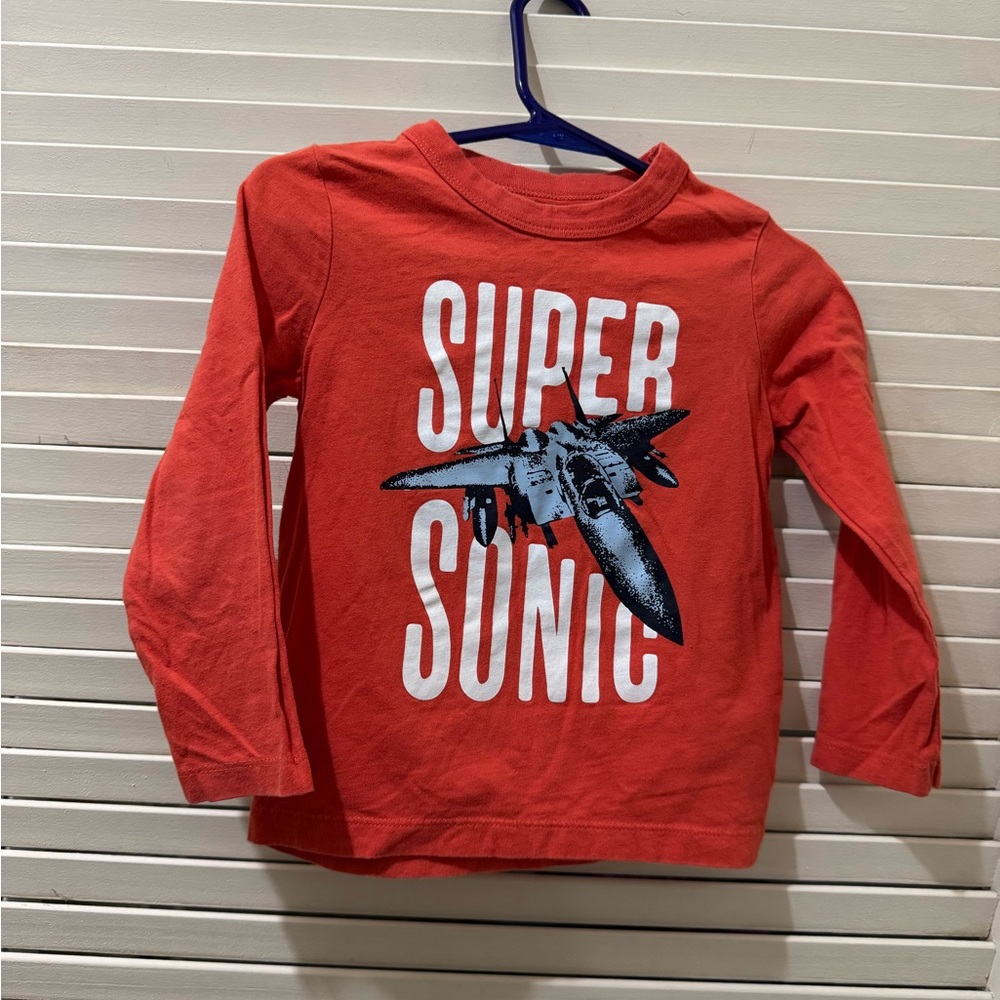 Oshkosh B’gosh Orange “Supersonic” Kids Long Sleeve Graphic Shirt EUC